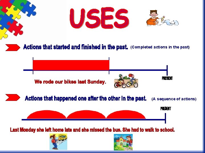 (Completed actions in the past) (A sequence of actions) 