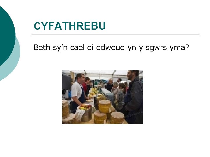 CYFATHREBU Beth sy’n cael ei ddweud yn y sgwrs yma? 