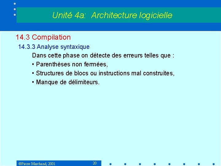 Unité 4 a: Architecture logicielle 14. 3 Compilation 14. 3. 3 Analyse syntaxique Dans Unité 4 a: Architecture logicielle 14. 3 Compilation 14. 3. 3 Analyse syntaxique Dans