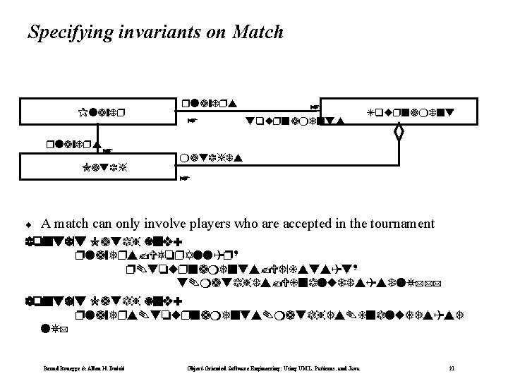 Specifying invariants on Match Player players* Match ¨ players * * tournaments Tournament matches