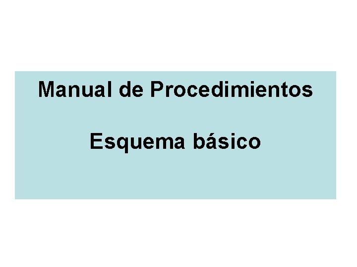 Manual de Procedimientos Esquema básico 