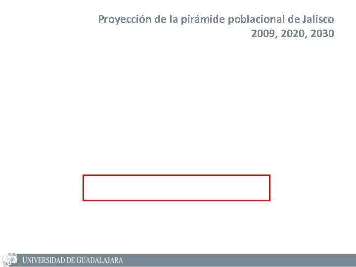 Proyección de la pirámide poblacional de Jalisco 2009, 2020, 2030 