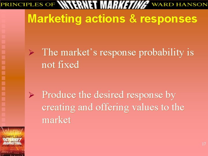 Marketing actions & responses Ø The market’s response probability is not fixed Ø Produce
