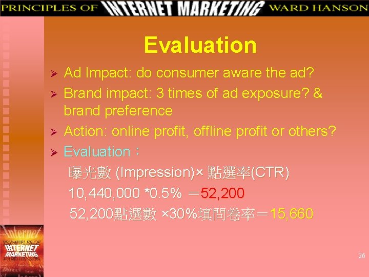 Evaluation Ø Ø Ad Impact: do consumer aware the ad? Brand impact: 3 times