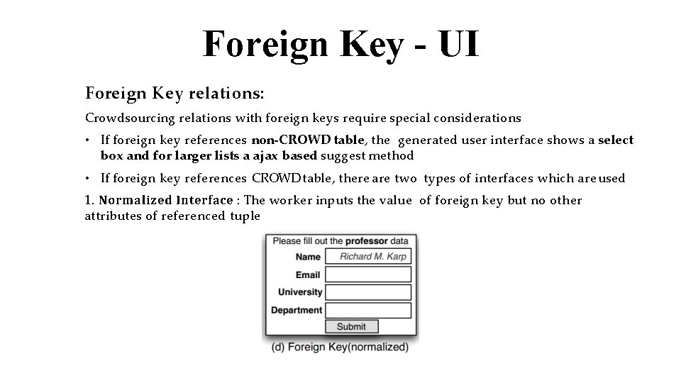 Foreign Key - UI Foreign Key relations: Crowdsourcing relations with foreign keys require special