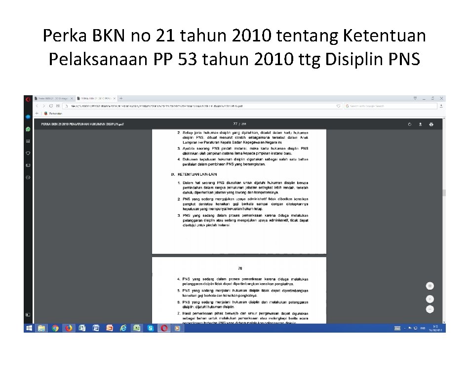 Perka BKN no 21 tahun 2010 tentang Ketentuan Pelaksanaan PP 53 tahun 2010 ttg