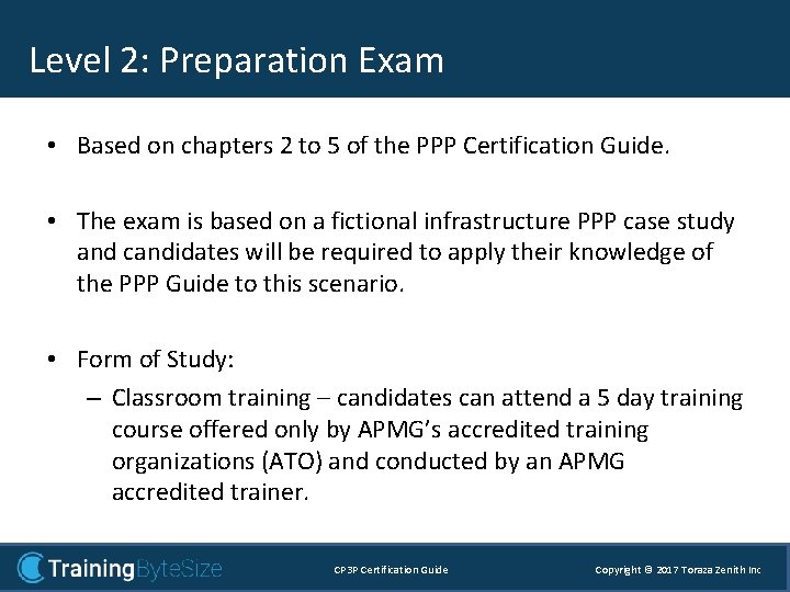 Level 2: Preparation Exam 2 - Preparation • Based on chapters 2 to 5