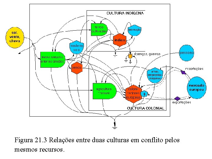 Figura 21. 3 Relações entre duas culturas em conflito pelos mesmos recursos. 