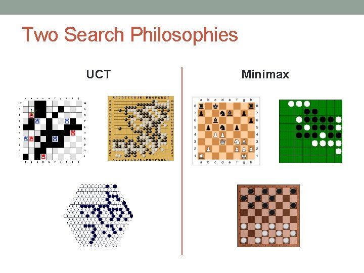 Two Search Philosophies UCT Minimax 