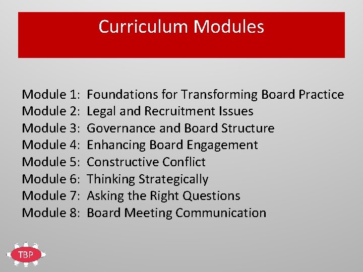 Curriculum Modules Module 1: Module 2: Module 3: Module 4: Module 5: Module 6: