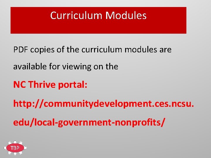 Curriculum Modules PDF copies of the curriculum modules are available for viewing on the