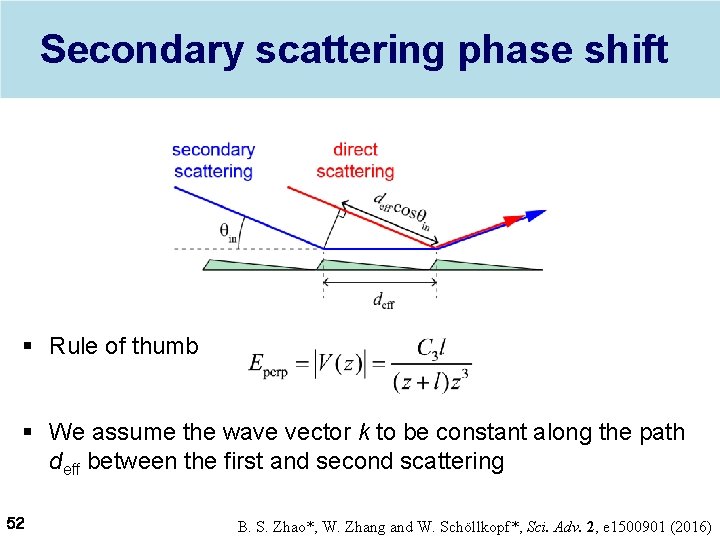 Secondary scattering phase shift § Rule of thumb § We assume the wave vector