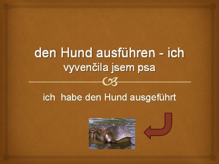 den Hund ausführen - ich vyvenčila jsem psa ich habe den Hund ausgeführt 