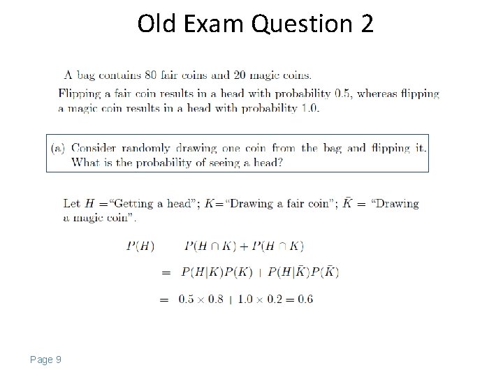 Old Exam Question 2 Page 9 