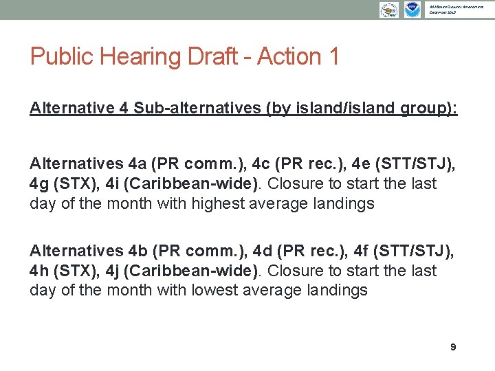 AM Based Closures Amendment December 2015 Public Hearing Draft - Action 1 Alternative 4