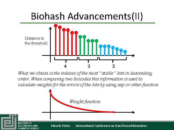 Biohash Advancements(II) Distance to the threshold 4 3 2 What we obtain is the
