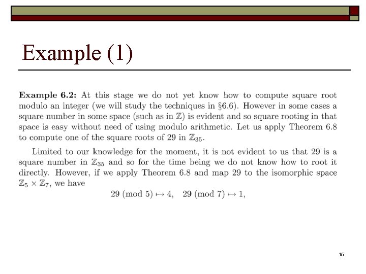 Example (1) 15 Example (1) 15