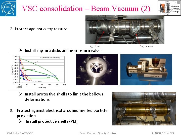 VSC consolidation – Beam Vacuum (2) 2. Protect against overpressure: Ø Install rupture disks