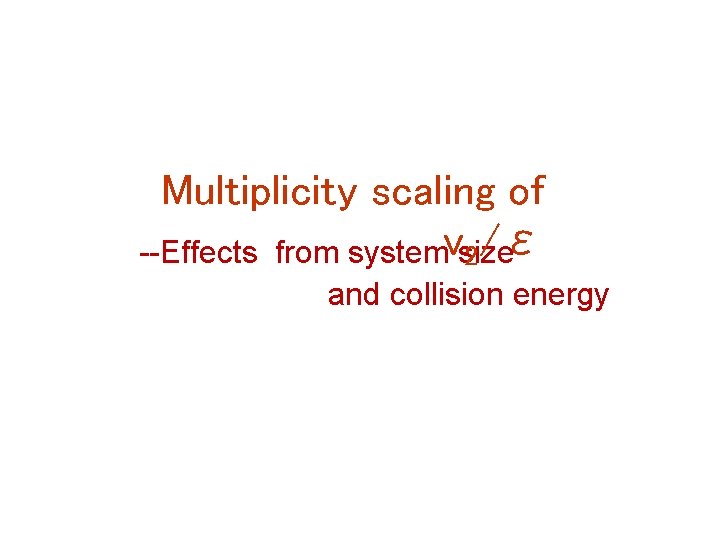 Multiplicity scaling of --Effects from systemvsize 2/ε and collision energy 