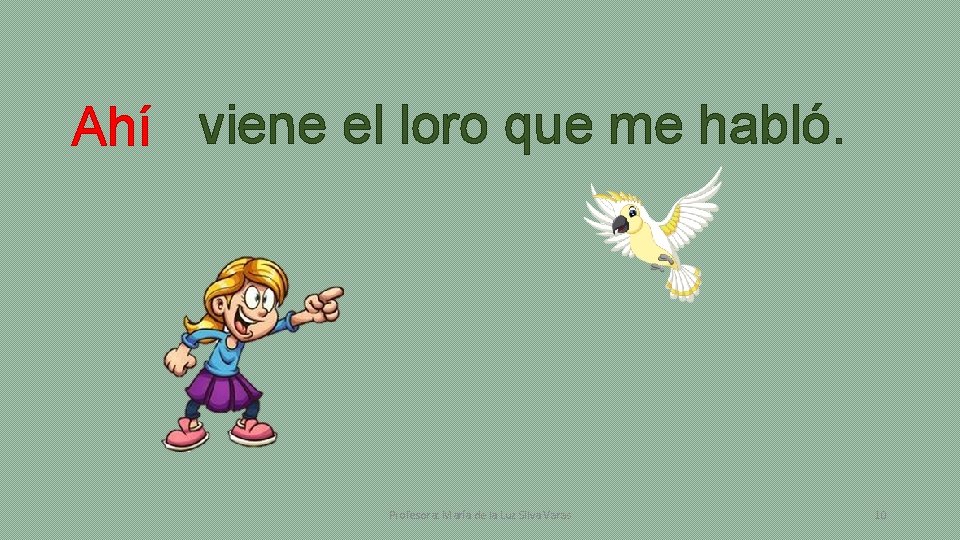 Ahí viene el loro que me habló. Profesora: María de la Luz Silva Varas