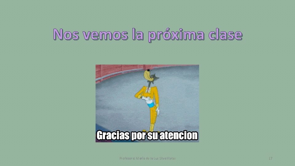 Nos vemos la próxima clase Profesora: María de la Luz Silva Varas 17 