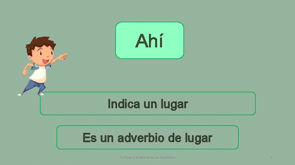 Ahí Indica un lugar Es un adverbio de lugar Profesora: María de la Luz