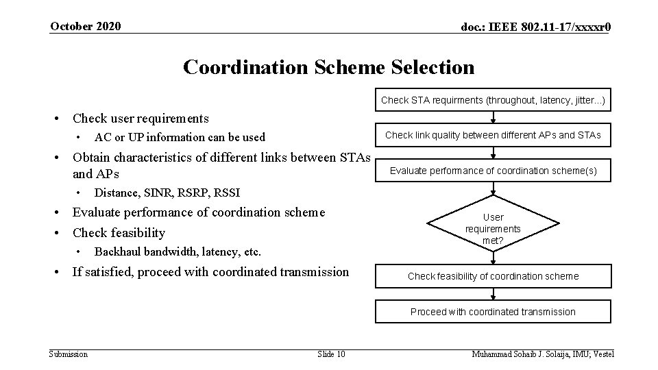 October 2020 doc. : IEEE 802. 11 -17/xxxxr 0 Coordination Scheme Selection Check STA
