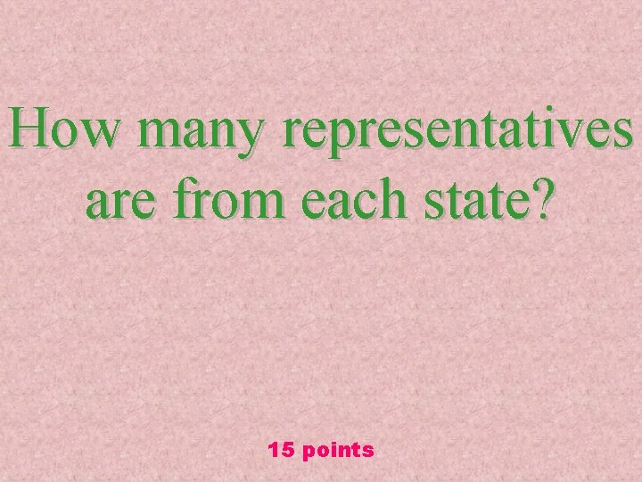 How many representatives are from each state? 15 points 