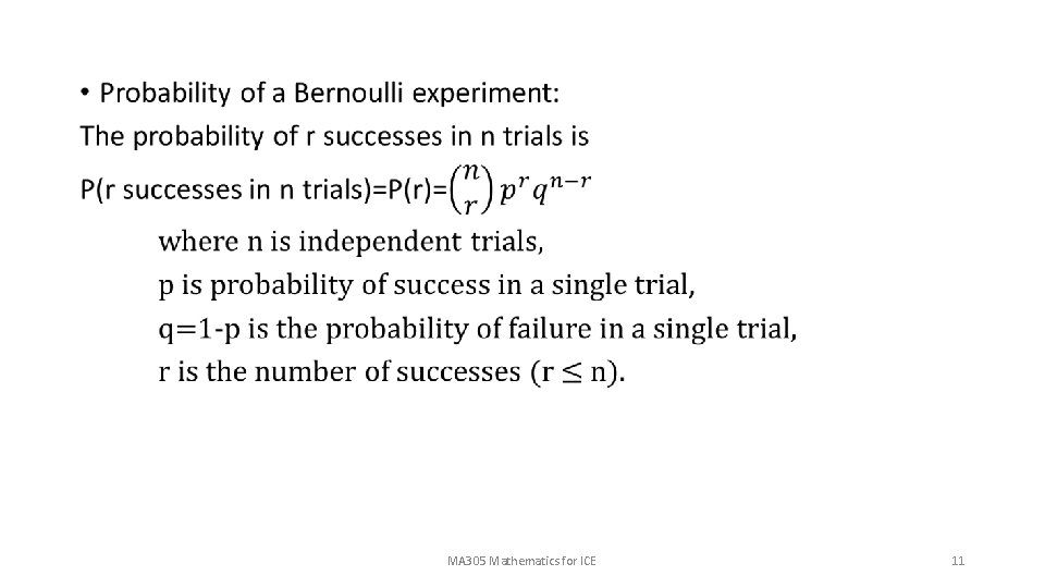 • MA 305 Mathematics for ICE 11 