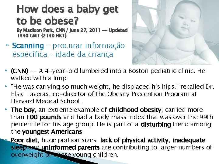 How does a baby get to be obese? By Madison Park, CNN/ June 27,