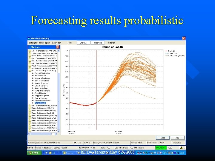 Forecasting results probabilistic Forecast run at 21 -08 -2005 06: 00 MET ISFD 4,