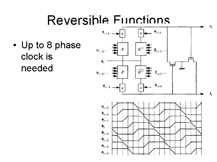 Reversible Functions • Up to 8 phase clock is needed 