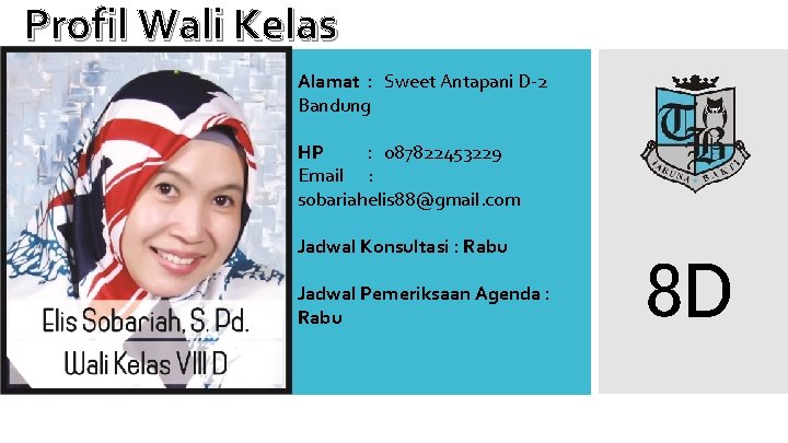 Profil Wali Kelas Alamat : Sweet Antapani D-2 Bandung HP : 087822453229 Email :