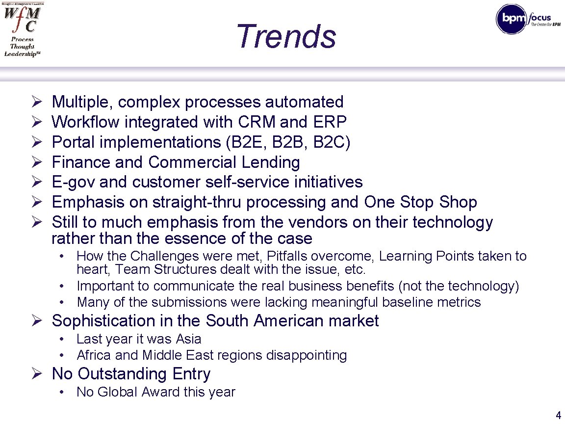 Trends Ø Ø Ø Ø Multiple, complex processes automated Workflow integrated with CRM and