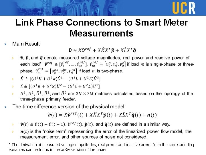 Link Phase Connections to Smart Meter Measurements * The derivation of measured voltage magnitudes, Link Phase Connections to Smart Meter Measurements * The derivation of measured voltage magnitudes,