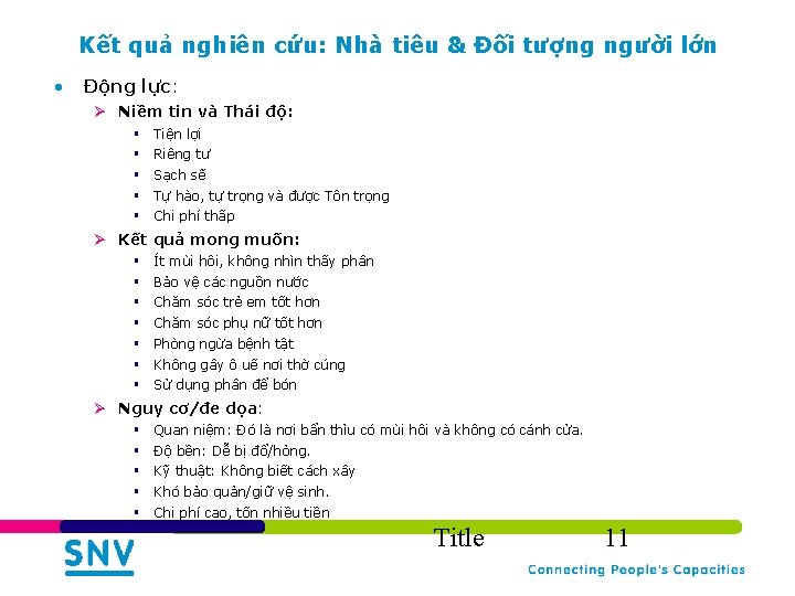 Kết quả nghiên cứu: Nhà tiêu & Đối tượng người lớn • Động lực: