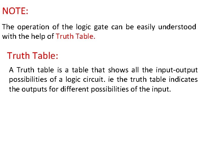 NOTE: The operation of the logic gate can be easily understood with the help