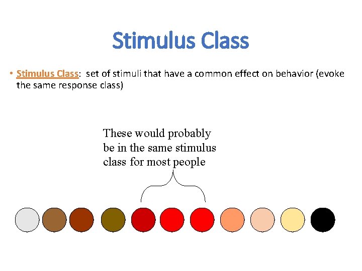 Stimulus Class • Stimulus Class: set of stimuli that have a common effect on