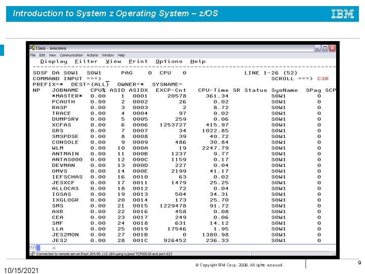 Introduction to System z Operating System – z/OS 10/15/2021 © Copyright IBM Corp. ,