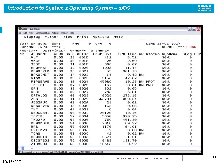 Introduction to System z Operating System – z/OS 10/15/2021 © Copyright IBM Corp. ,