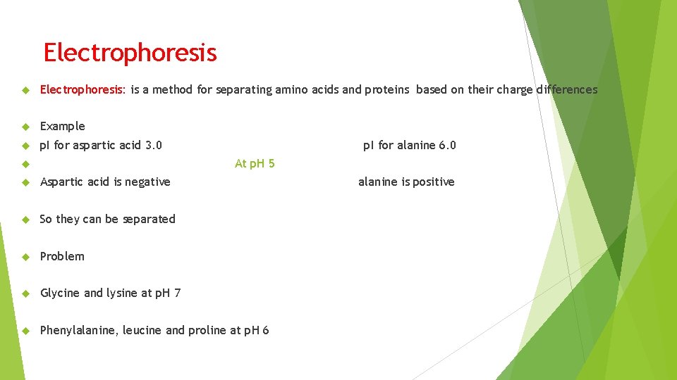 Electrophoresis Electrophoresis: is a method for separating amino acids and proteins based on their