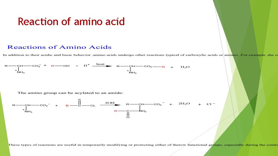 Reaction of amino acid 