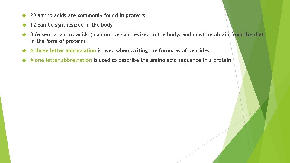  20 amino acids are commonly found in proteins 12 can be synthesized in