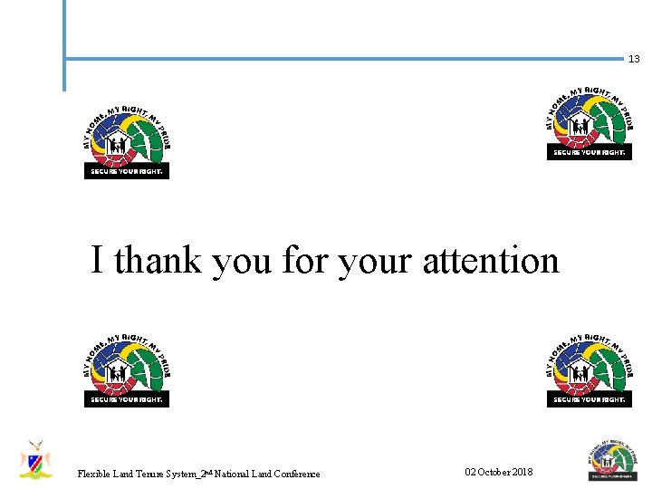 13 I thank you for your attention Flexible Land Tenure System_2 nd National Land