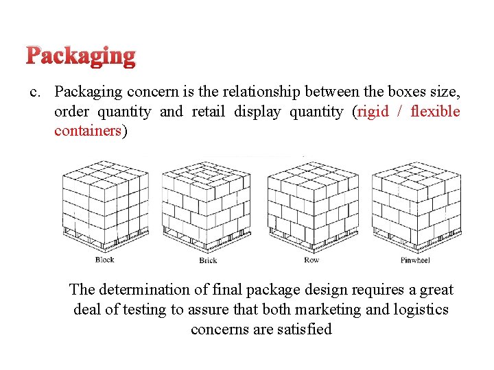 Packaging concern is the relationship between the boxes size, order quantity and retail display