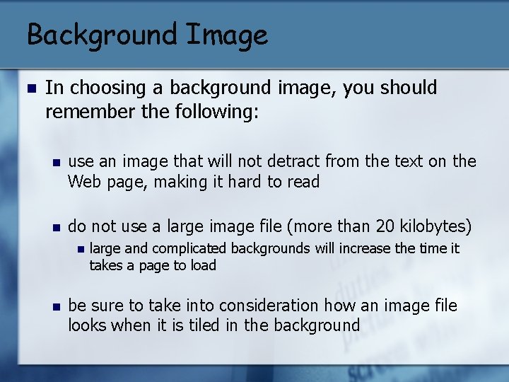 Working with Images and HTML Web Page Design