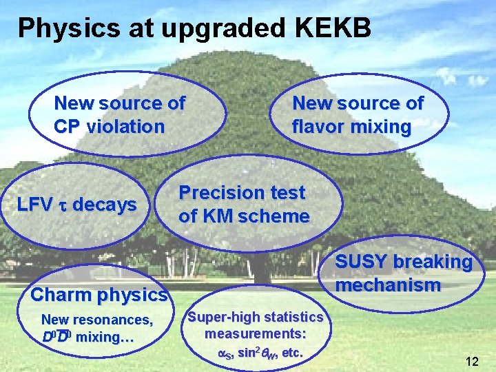 Physics at upgraded KEKB New source of CP violation LFV decays New source of