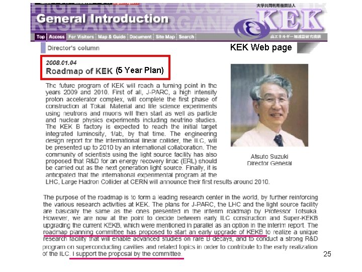 KEK Web page (5 Year Plan) 25 