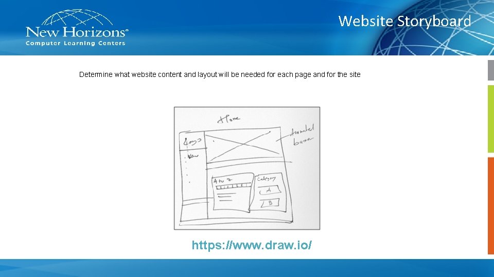 Website Storyboard Determine what website content and layout will be needed for each page