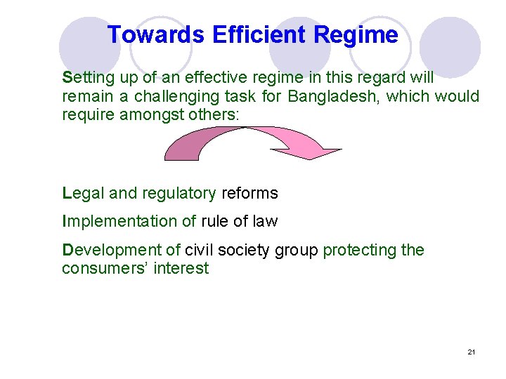 Towards Efficient Regime Setting up of an effective regime in this regard will remain